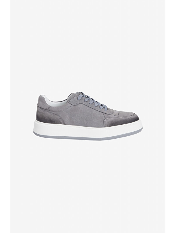 Altınyıldız Classics Erkek Gri %100 Nubuk Esnek Rahat Taban Sneaker Ayakkabı