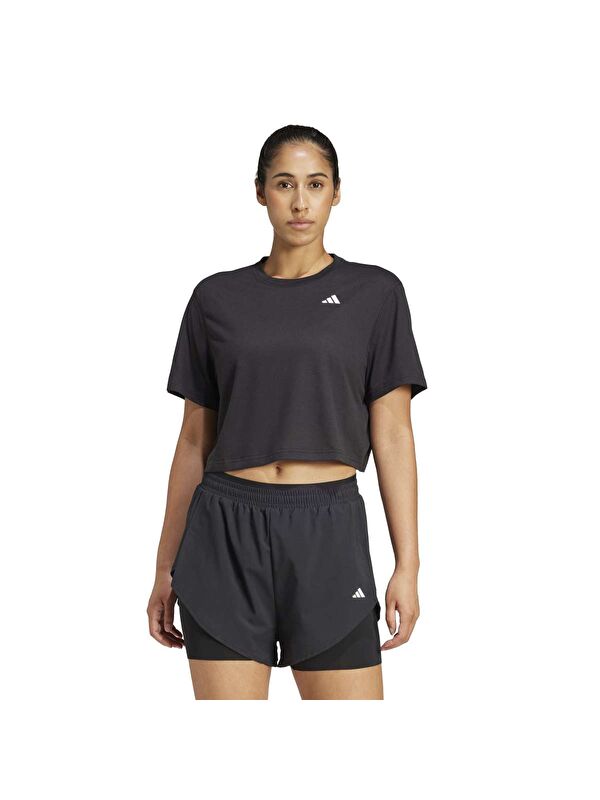 Adidas Train Essentials Boxy Workout Kadın Siyah Yuvarlak Yaka Tişört