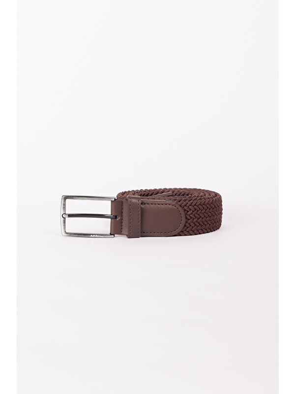 AC&Co / Altınyıldız Classics Erkek Kahverengi Suni Deri Casual Jean Jean Örme Kemer