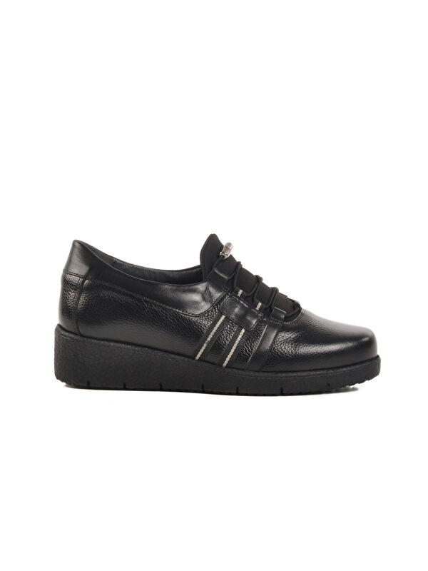 Siyah Hakiki Deri Kadın Günlük Ayakkabı BB0121 Z - Görsel 2