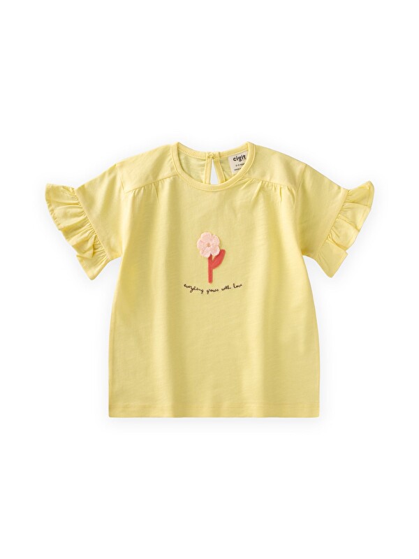 CİGİT Aplikeli T-Shirt 2-8 Yaş Sarı