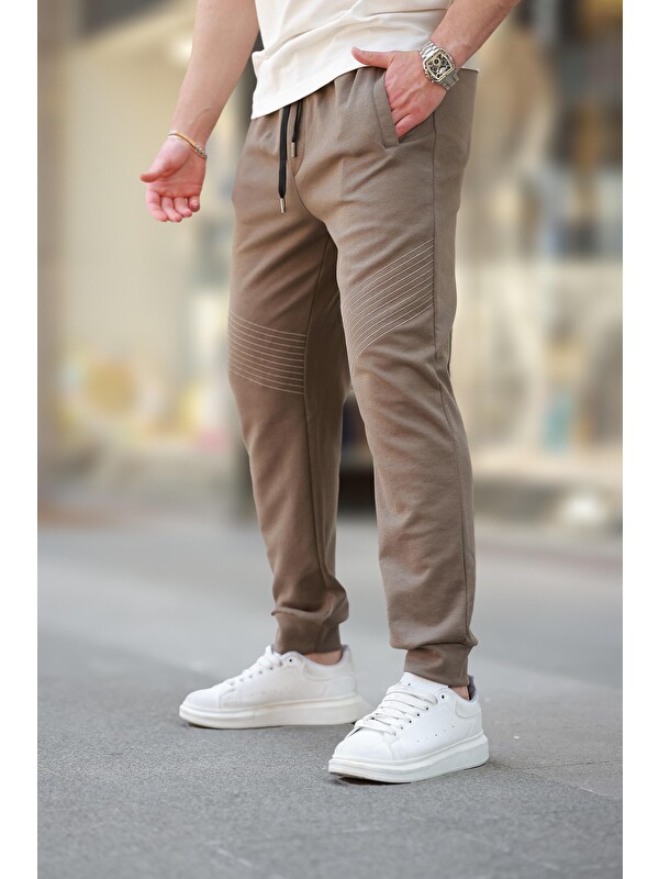 Madmext Kahverengi Manşetli Erkek Jogger Eşofman Altı E6570