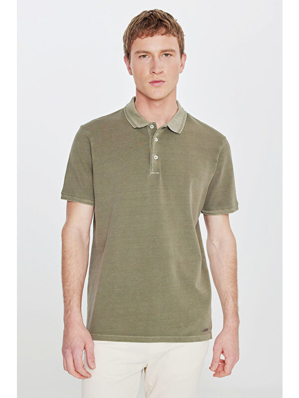 Altınyıldız Classics Erkek Haki %100 Pamuk Standart Fit Normal Kesim Polo Yaka Tişört