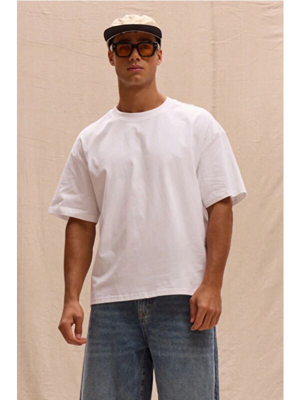 Tarz Cool Erkek %100 Organik Pamuklu Kalın Dokulu Comfort Fit Bisiklet Yakalı T-shirt