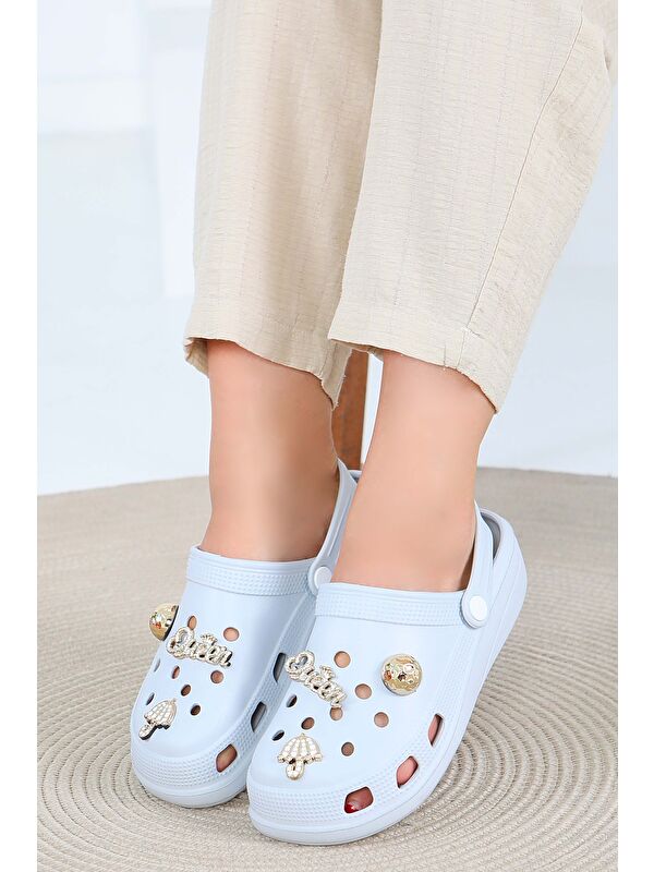 Kadın D1 Siyah Taşlı Terlik - 27411 - Görsel 3