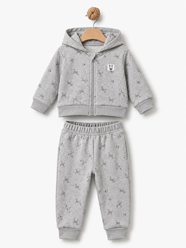 BabyCosy Organic  Bebek Kapüşonlu Sweatshirt ve Pantolon Seti