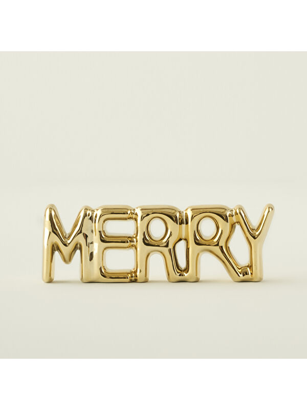 Bella Maison Merry Yılbaşı Dekoratif Obje Gold (18x2x6 cm)