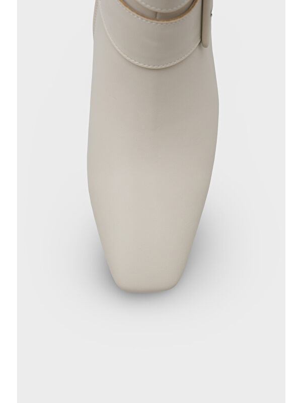 Shane Kısa Topuklu Yandan Fermuarlı Tokalı Küt Burun Kadın Bot - Görsel 4