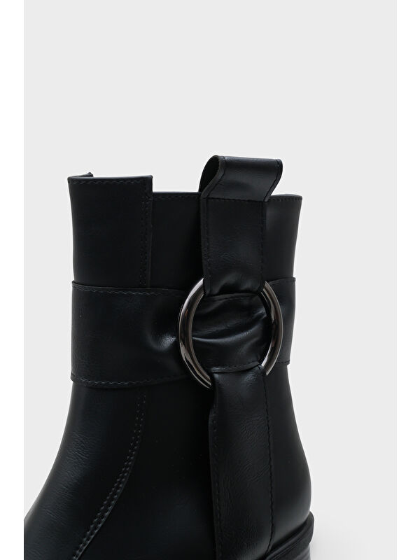 Tiffany Yuvarlak Burunlu Yandan Fermuarlı Orta Topuklu Kadın Bot - Görsel 4