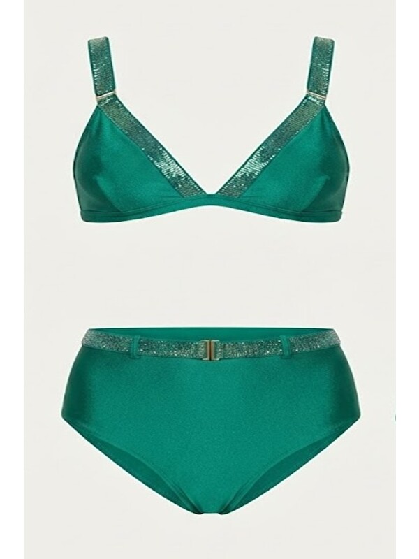 C&City Simli Üçgen Bikini Takım 3220 Yeşil