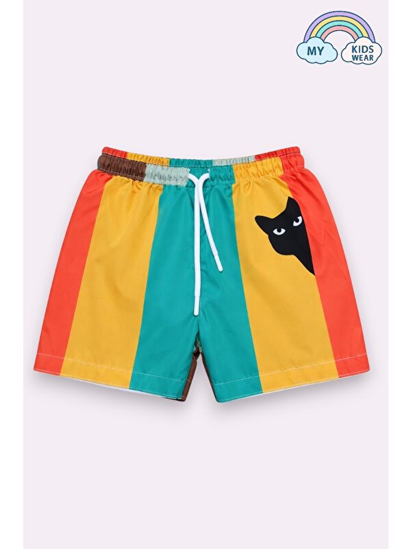 My Kids Wear Erkek Çocuk Desenli Deniz Şortu 3-16 Yaş 12383