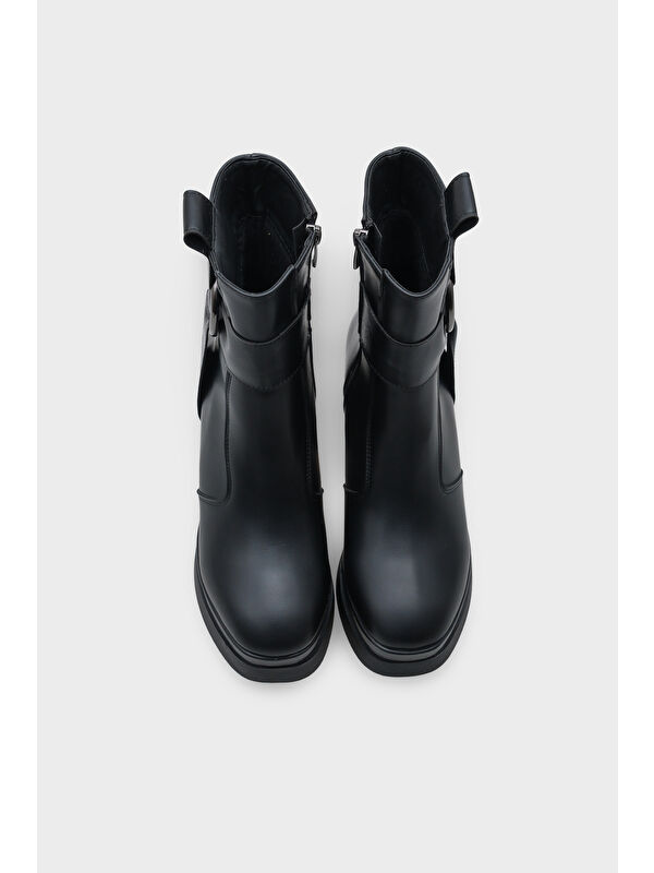 Tiffany Yuvarlak Burunlu Yandan Fermuarlı Orta Topuklu Kadın Bot - Görsel 7