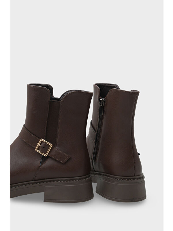 Daria Yandan Fermuarlı Tokalı Lastikli Kadın Bot - Görsel 5