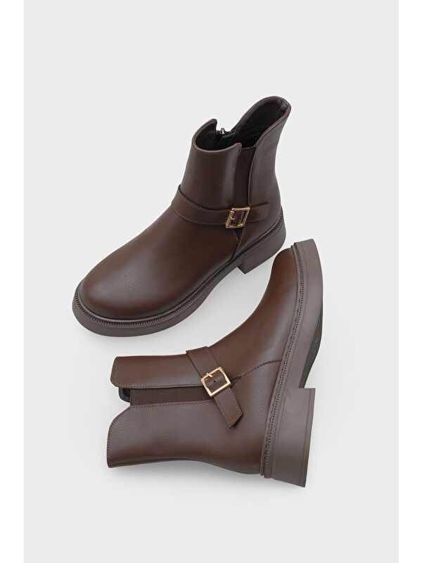 Daria Yandan Fermuarlı Tokalı Lastikli Kadın Bot - Görsel 6