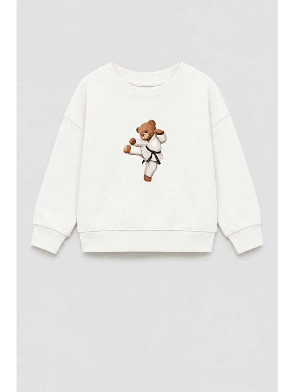 Monila Erkek Çocuk Ayıcık Baskılı 3 İplik Kumaş Pamuklu Sweatshirt