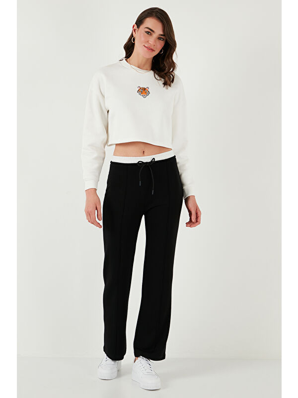 Lela Streç Slim Fit Yüksek Bel Geniş Paça Çimalı Kadın Eşofman Altı 5866078