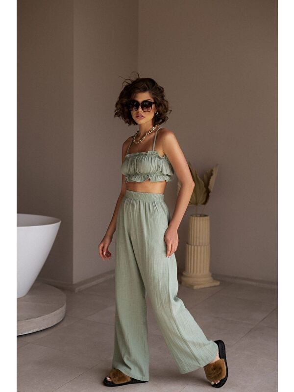 Mai Collection Harvey Çağla Müslin Crop Takım
