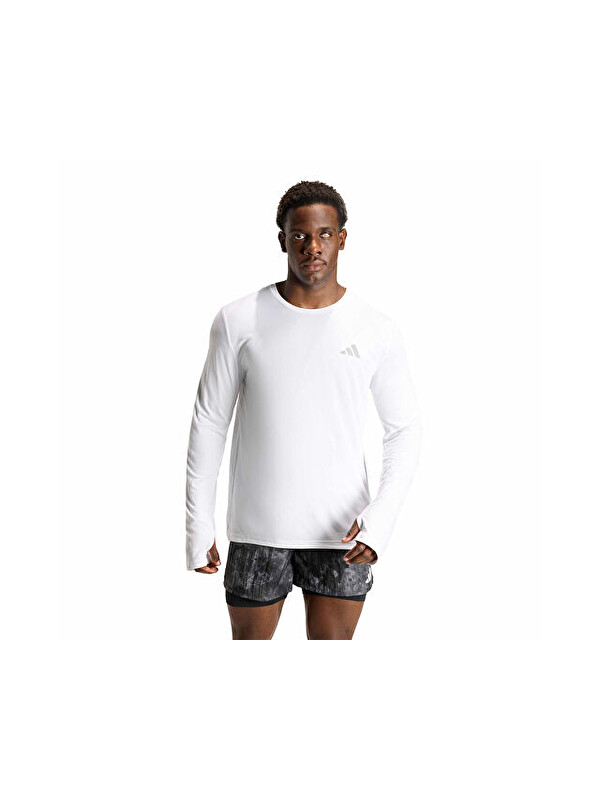 Adidas Run Ess Ls M Erkek Koşu Uzun Kollu Tişört KE8425 Beyaz