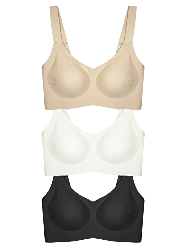 Cottonhill Seamless Bra - Curve | Lazer Kesim Dikişsiz Toparlayıcı Büyük Beden Kadın Sütyen 3'Lü Paket-2