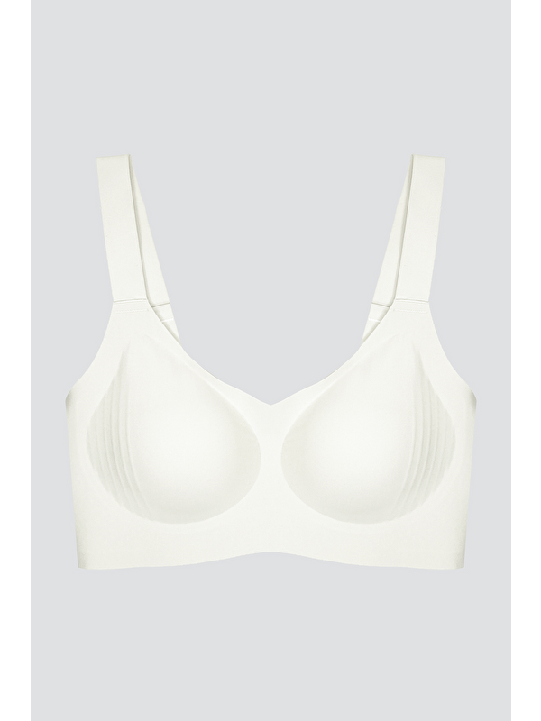 Cottonhill Seamless Bra - Curve | Krem Lazer Kesim Dikişsiz Toparlayıcı Büyük Beden Kadın Sütyen