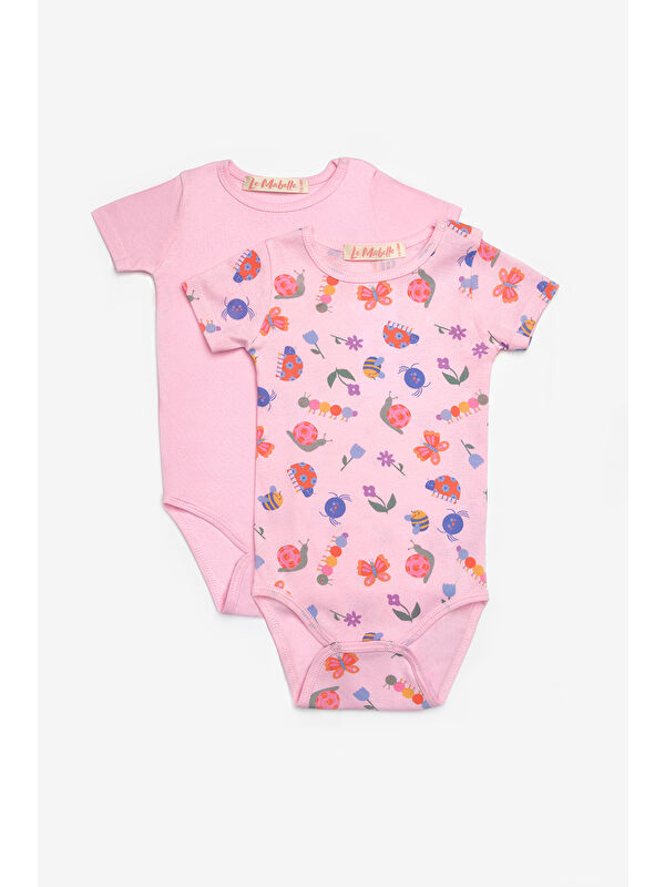 Le Mabelle Pembe Çiçek Desenli İkili Kız Bebek Zıbın Set - Zoe