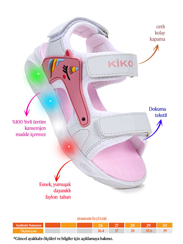 Günlük Işıklı Cırtlı Kız Çocuk Sandalet Ayakkabı - Görsel 3
