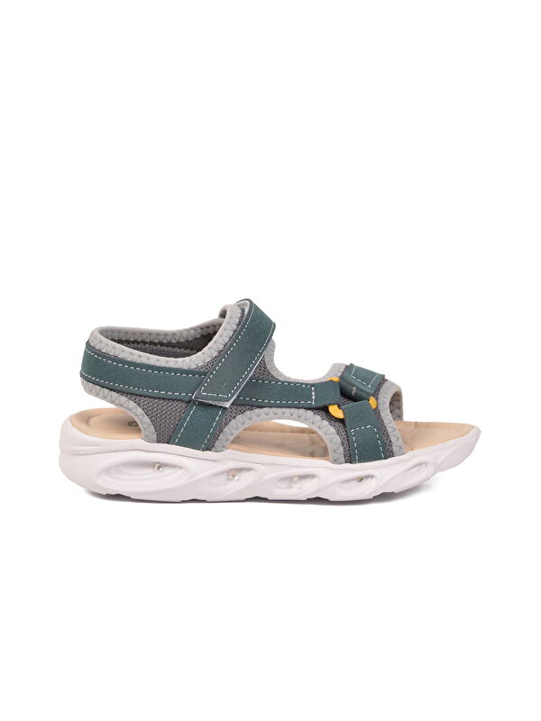 Ayakmod Petrol Mavisi Cırtlı Işıklı Hafif Unisex Çocuk Sandalet Sage F