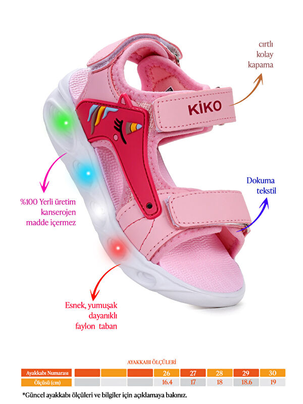 Günlük Işıklı Cırtlı Kız Çocuk Sandalet Ayakkabı - Görsel 3