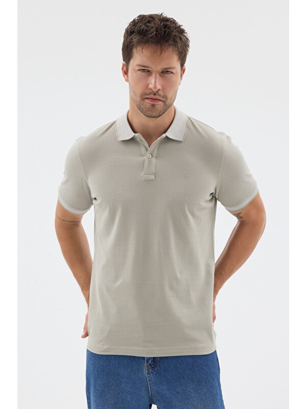 İMZA Haki Polo Yaka Pike Kısa Kol Slim Fit %100 Pamuk Tişört 1011260171