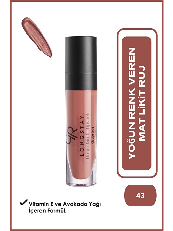 GOLDEN ROSE Longstay Liquid Matte Lipstick No:43 - Likit Mat Ruj