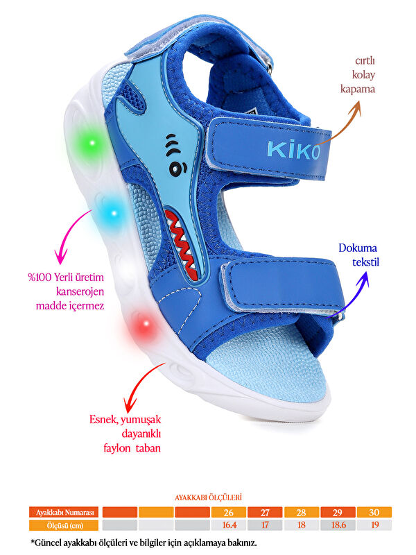 Soren Günlük Işıklı Cırtlı Erkek Çocuk Sandalet Ayakkabı - Görsel 3