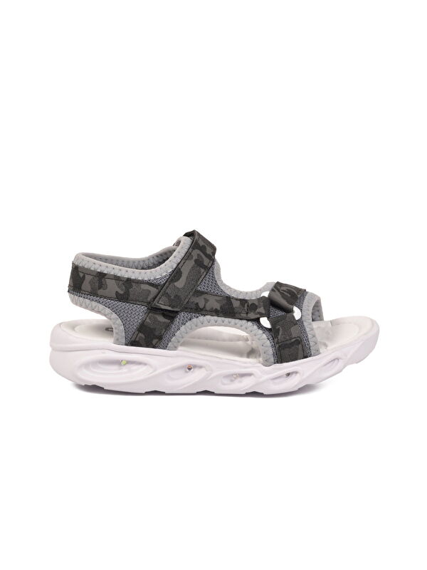 Ayakmod Siyah Cırtlı Işıklı Hafif Unisex Çocuk Sandalet Sage F