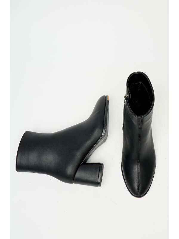 Kadın Siyah Topuklu Bot & Bootie – Fermuarlı Günlük Sezon Modeli - Görsel 3