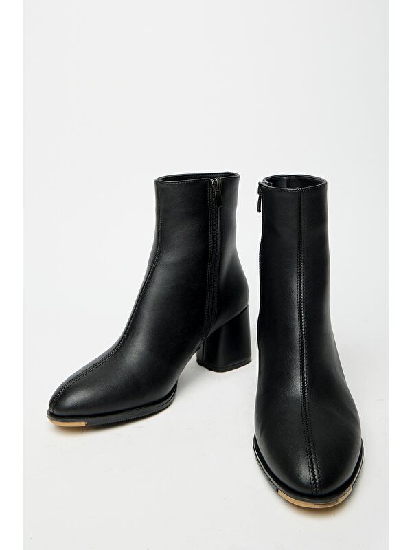 Kadın Siyah Topuklu Bot & Bootie – Fermuarlı Günlük Sezon Modeli - Görsel 4