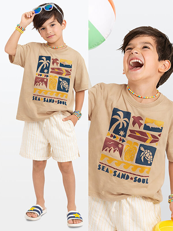 Denokids Seas Sand Erkek Çocuk T-shirt Şort Takım
