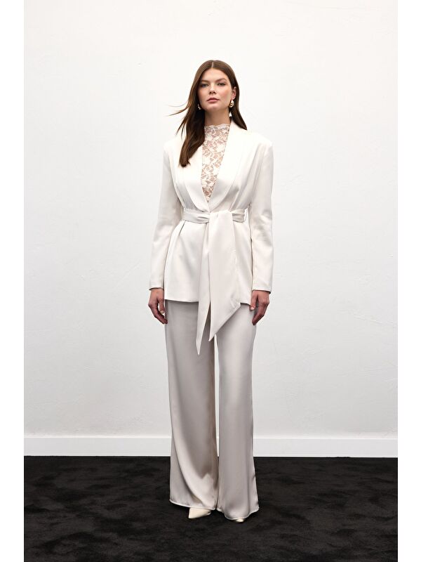 SATEEN Saten Pantolon - Taş