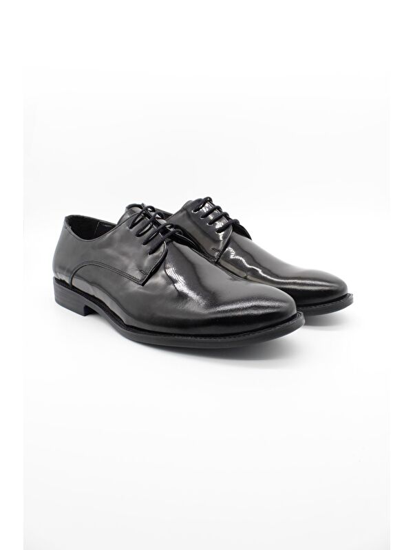 Siyah Hakiki Deri Bağcıklı Ceremony Rugan Ayakkabı 1033250178 - Görsel 3