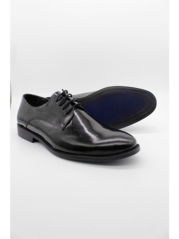 Siyah Hakiki Deri Bağcıklı Ceremony Rugan Ayakkabı 1033250178 - Görsel 4