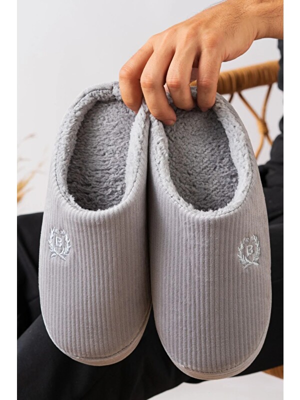 Slipcat Unisex Nakışlı Kadife Ev Terliği
