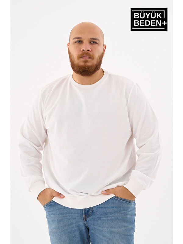 Süperlife Erkek Büyük Beden Bisiklet Yaka ince Sweatshirt SPR24BSW56