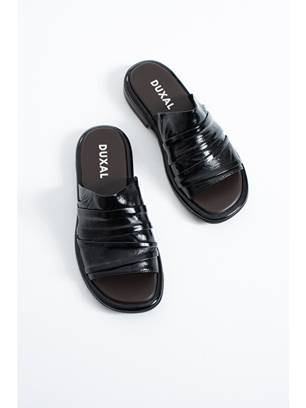 DUXAL SHOES Stacy Kadın Hakiki Deri Büzgülü Günlük Terlik