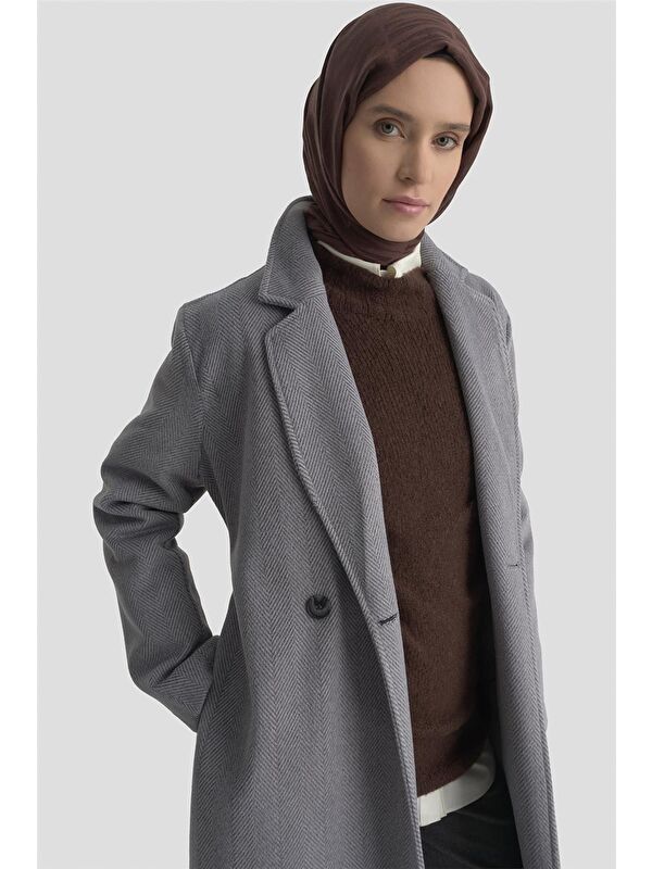 ARMİNE Balıksırtı Desenli Kaban 25Kd1606 Antrasit