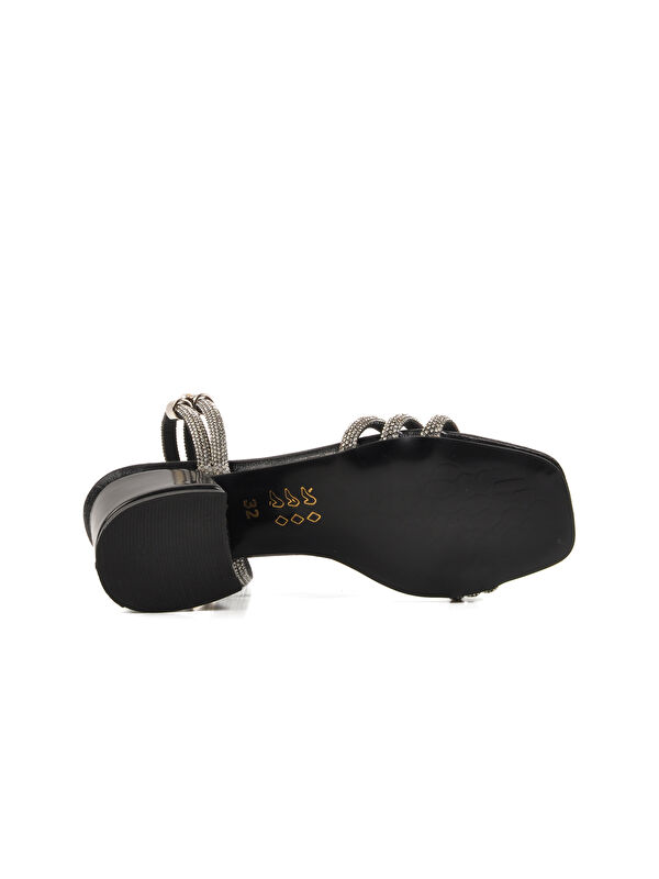 Siyah Taşlı Kız Çocuk Topuklu Terlik - Görsel 6