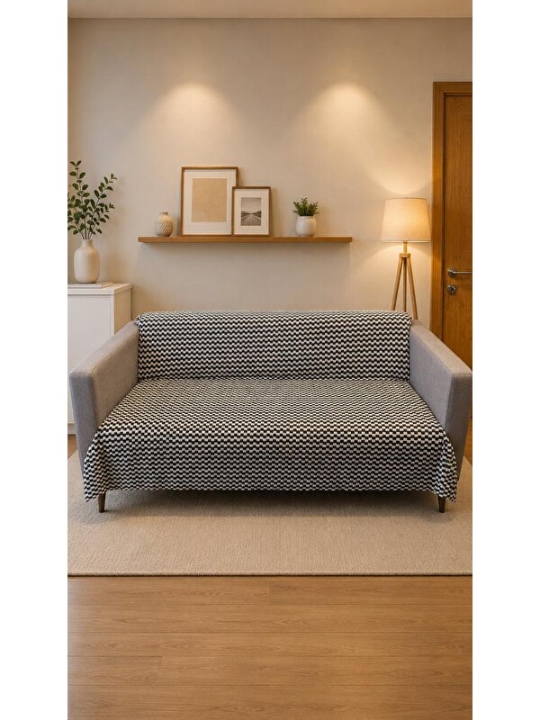Çeyiz Diyarı Wood Pelüş Kaymaz Tabanlı Koltuk Örtüsü 170x215 Cm Gri
