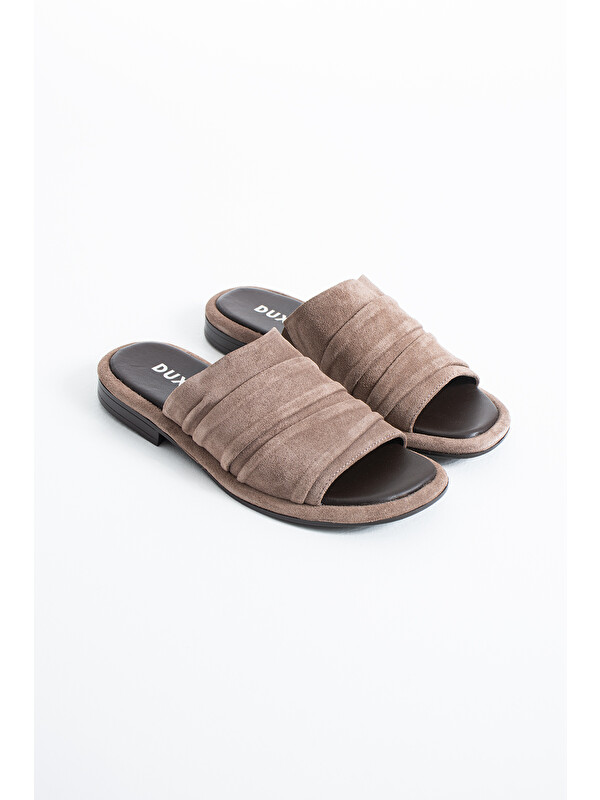 DUXAL SHOES Stacy Kadın Hakiki Deri Büzgülü Günlük Terlik