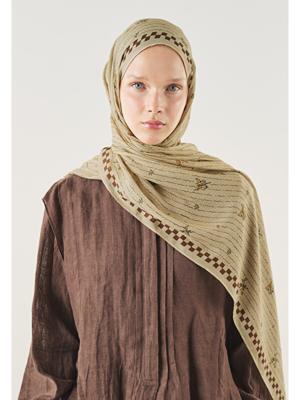 Fresh Scarfs Garden Essence Desen Soft Viskon Şal Sahra