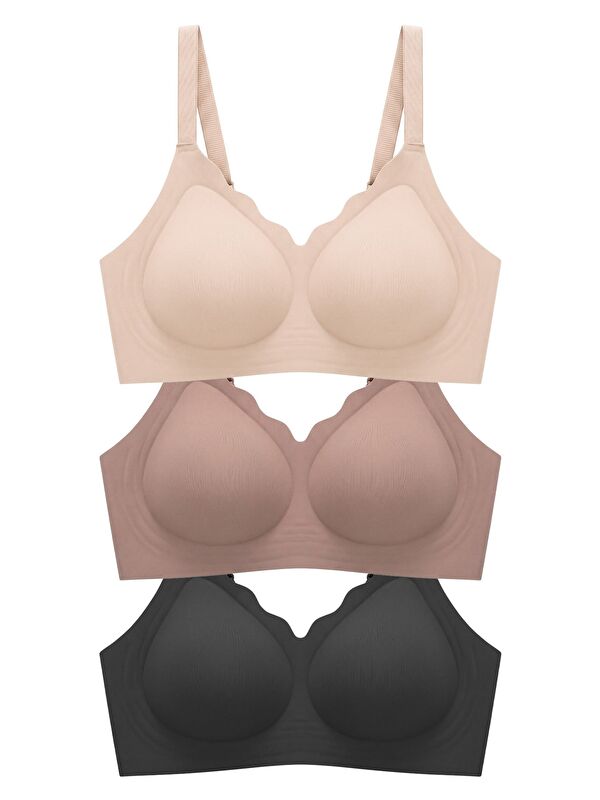 Cottonhill Seamless Bra - Smooth | Lazer Kesim Balensiz Ayarlanabilir Askılı Dikişsiz Kadın Sütyen 3'Lü Paket