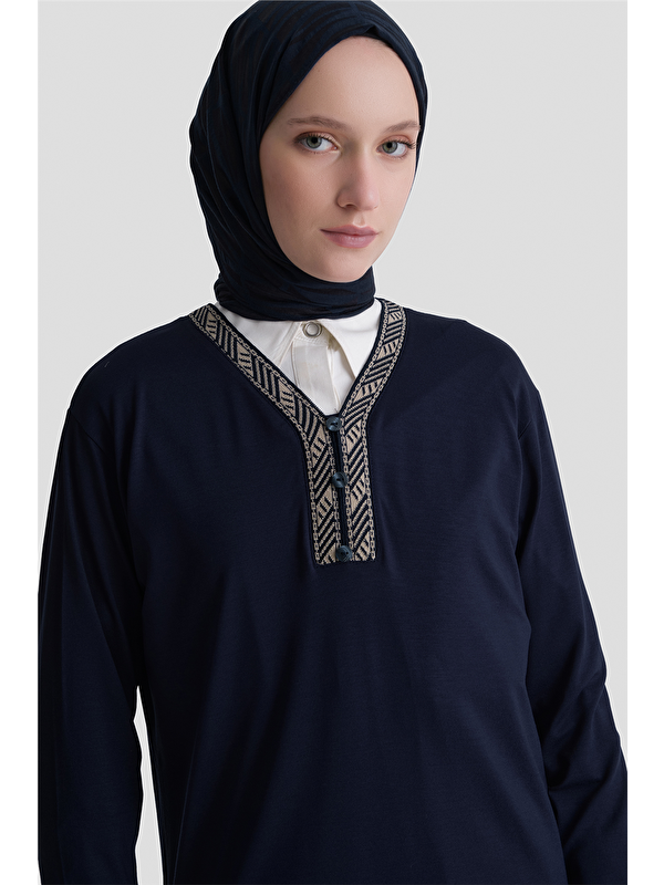 ARMİNE Penye Lacivert Anne Bluz
