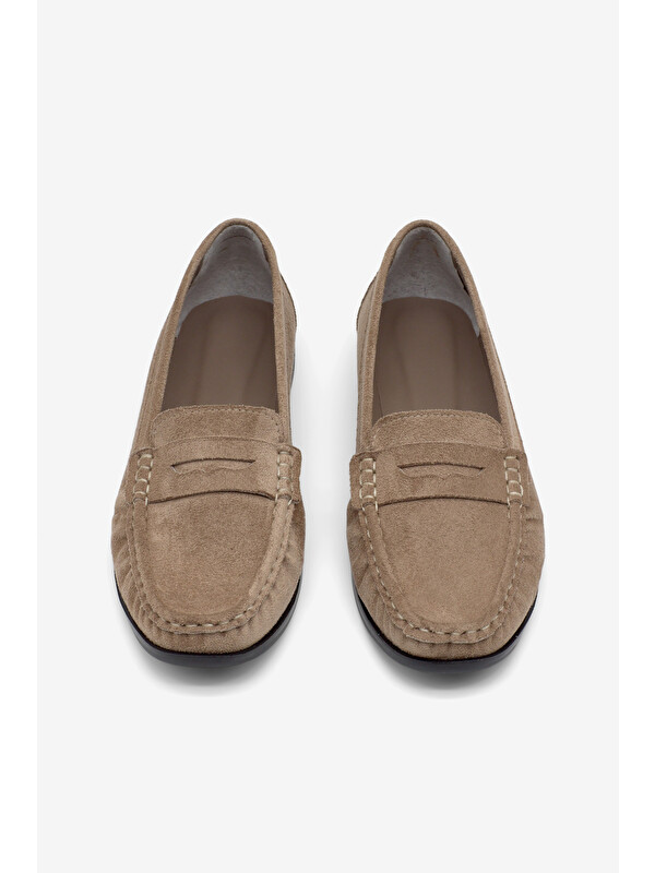 TONNY BLACK Kadın Vizon Süet Termo Kaymaz Taban Loafer Oxford Kadın Ayakkabı