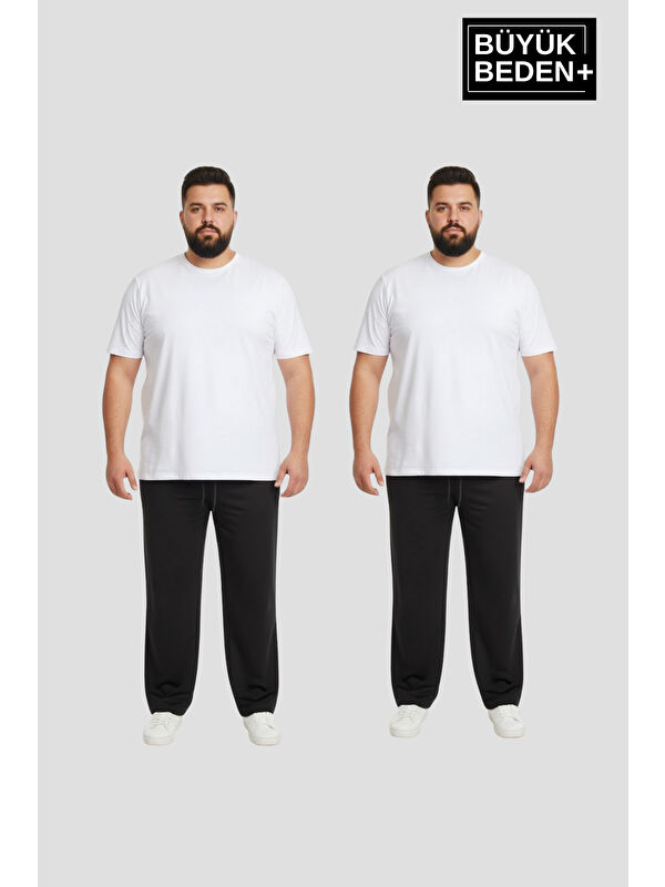 Süperlife Erkek Büyük Beden Paça Reçme İnce Eşofman Altı 2’li Set – Rahat Kalıp SPR26BEA952+2